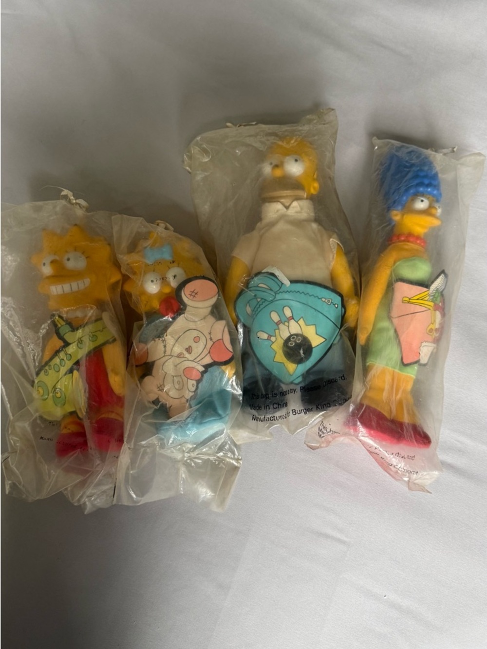 Kids Toy Plush Figures Set - Homer, Marge, Lisa, Maggie - Yellow & Blue